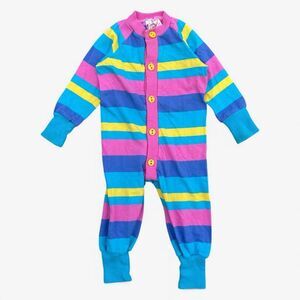 Vintage 90s Wibbies Striped Baby Romper Multicolor 12M USA Made